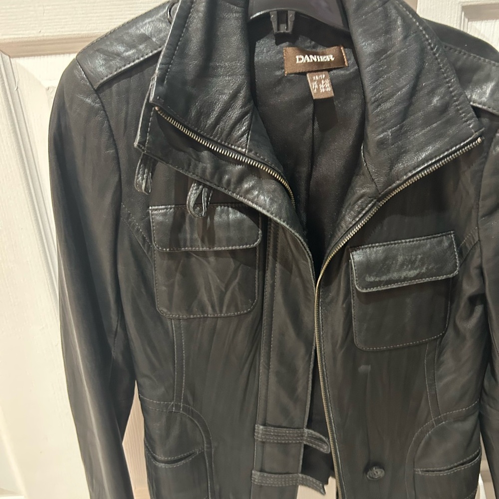 Danier Black Leather Motorcycle Jacket